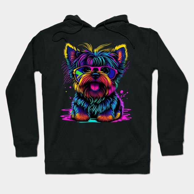 Synthwave Yorkie Hoodie by BDAZ